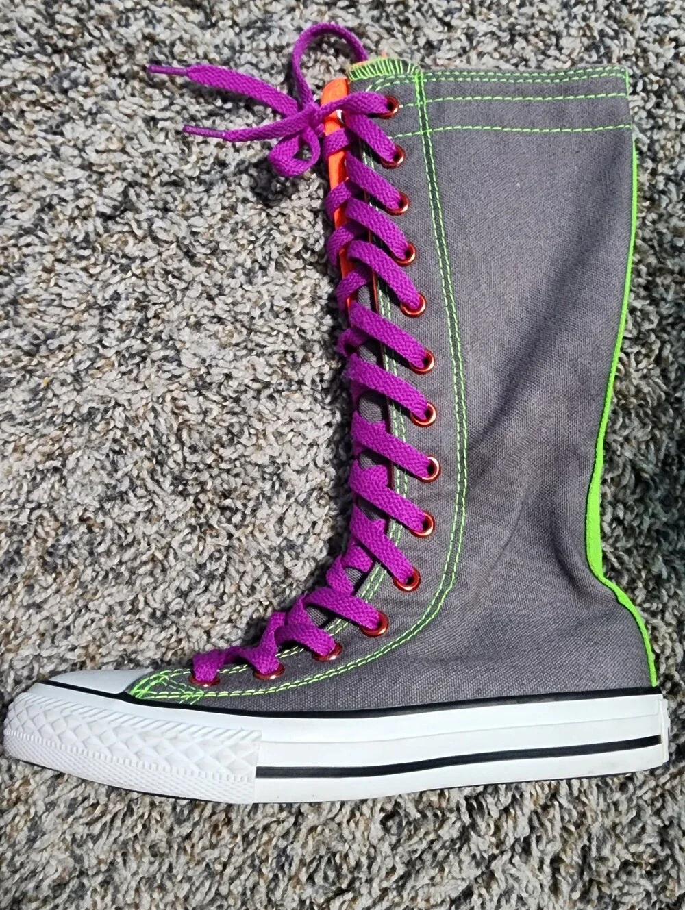 Rare Chuck Taylor All Star X-Hi Knee High  Converse Sneakers Gray/Purple Laces
